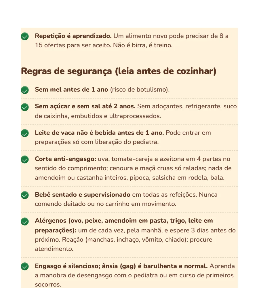 Página das listas de compras